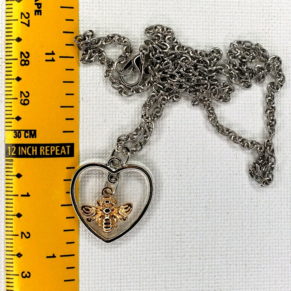 New Heart of Gold Bee Necklace
